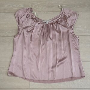 3/$10 Forth & Towne Blush Satin Short Sleeve Blouse